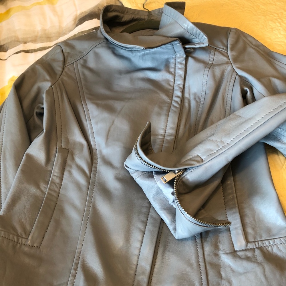 Danier XXS pale blue leather Jacket